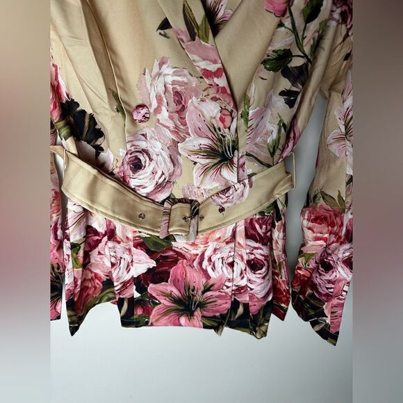 Tan Floral pants Suit roses - Picture 6 of 12